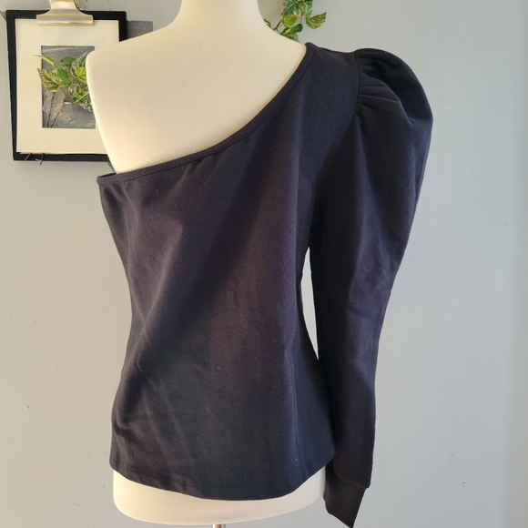 New Anthropologie Bishop + Young One Shoulder Pullover Sweatshirt Black XL - Picture 4 of 10